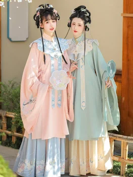 Hanfu Moterų Stiliaus Kinijos Mingų Dinastijos Debesis Pečių Stovėti Apykaklės Ilgai Marškinėliai Plisuotos Suknelė Senovės Kostiumas Pasakų Elegantiškas Kostiumas