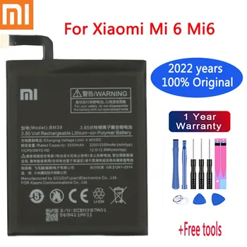 2022 metų Xiaomi Originalios Baterijos BM39 Už Xiaomi Mi 6 Mi6 3250mAh Didelės Talpos Telefono Bateriją Nemokamai Įrankiai