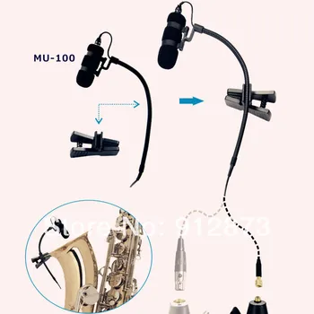 MU100 Mikrofonas + M100S Muzikos Instrumentas, Mikrofonai Electret Kondensatoriaus Unidirection Microphon Saksofonui su Clip Mount