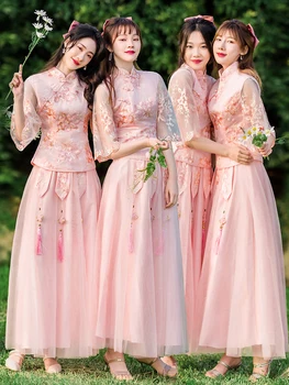 Yourqipao Moterų Xiuhe Kinijos Seserys Grupės Sijonas Hanfu Bridesmaid Suknelę Nustatyti Vasaros Stiliaus Kinijos Tradicinės Tango Han Kostiumas