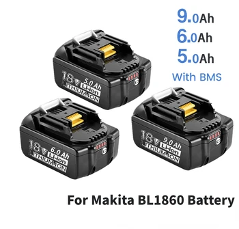 100% Originalus, Skirtas Makita 18V 6000mAh Įkrovimo Galia Įrankiai Baterija su LED Li-ion Pakeitimo LXT BL1860B BL1860 BL1850