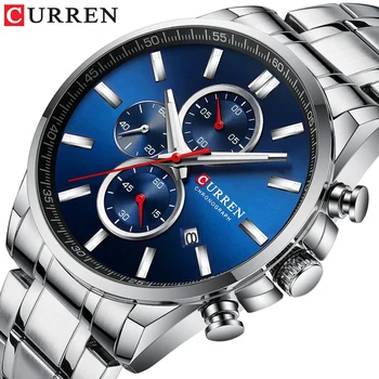 Naujas Curren Watches8368 vyriškos Mados Prekės ženklo Sporto Chronograph Kvarcas Vyrų Žiūrėti Nerūdijančio Plieno Juosta Data, Laikrodis Šviesos Patarimų