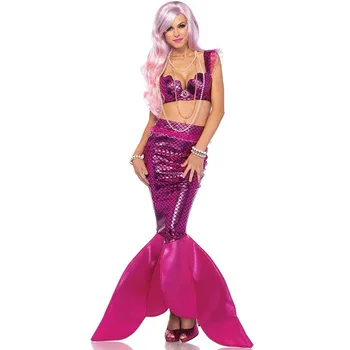 Moterų Mermaid Princesė Kostiumas Helovinas Juoda Stebėjimo Blizgančiais Undinėlė Arielis Princesė Cosplay Fancy Dress Up