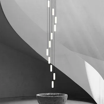 Minimalizmas Dizaino Villa Laiptai, Liustra, Modernios LED Ilgas Vamzdis Kabo Lempos Baltos Kūrybos Patalpų Palėpės Apšvietimas Šviestuvai