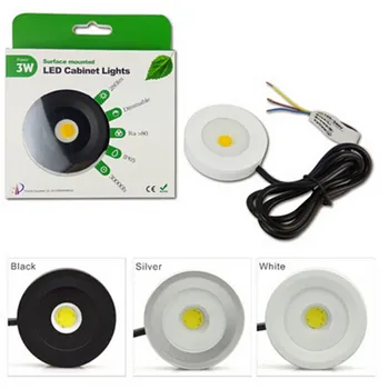3W LED puck šviesos Lubų įrengimas ultra plonas apvalus LED pagal kabineto šviesos virtuvės lempos 110V arba 220V pritemdomi
