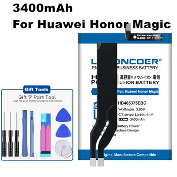 LOSONCOER HB465375EBC Mobiliojo Telefono Baterija 3400mAh už Huawei Honor Magija, Garbės Magija Dual SIM, NBA-AL00 +Nemokamus įrankius+Lipdukas