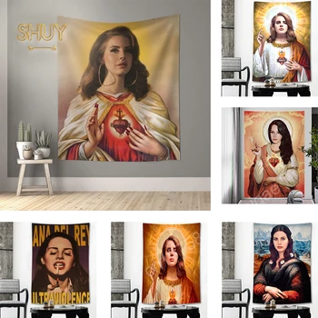 Saint Lana Del Rey Spausdinti Gobelenas Namų Kambarį Estetinės Sienos Kabo Dekoro Medžiaga Sofa Meno Fone Religijos Gobelenai