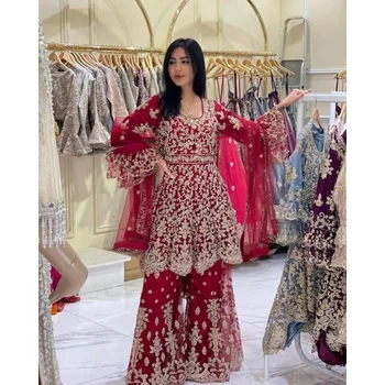 Kurta Sarees Moterų szarawary Kostiumas Sharara Plazzo Pakistano Tiktų Vestuvių Suknelė