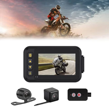 1080P Vandeniui Motociklo Dashcam 3 Colių Priekyje & Galinio vaizdo Kamera, Vaizdo įrašymas DVR Black Night Vision Box DVR Motociklo Dashcam