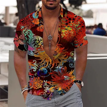 2022 Havajų Atogrąžų Marškinėliai Vyrams 3d Paplūdimio Atostogų trumpomis Rankovėmis Vasarą Negabaritinių Topai Marškinėliai, Žmogus Gėlių Palaidinė 5xl Camisa