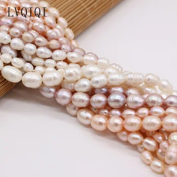 100% Natūralių Gėlavandenių Perlų Balta, Violetinė Ryžių Rutuliukai Prarasti Perlų Papuošalai Priėmimo 
