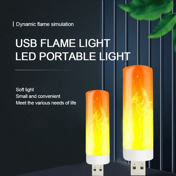 1/2 Vnt USB Liepsna Lempa LED Modeliavimas Liepsna Naktį Šviesos USB Nešiojama Apšvietimo Namų Kūrybos Apdailos Mini Kambario Nuotaiką Žibintai
