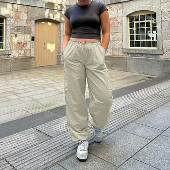 Moterų Krovinių Kelnės su daug Kišenių Jogger Kelnės Aukštu Juosmeniu Kelnės Palaidų montavimo Ilgai Baggy Pants Streetwear Girl