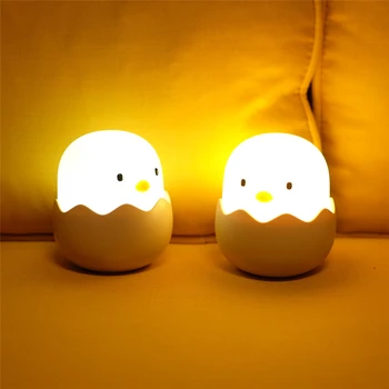 Kiaušinių Jauniklį Silikono Naktį LED Lempos Vaikai Vaikai Naktį lengvo Prisilietimo Jutiklis Naktiniai Miego Lempa USB Įkrovimo Kūdikių Miegamasis