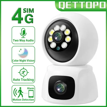 Qettopo 4K 8MP 4G Dual Lens PTZ Kamera, Dvigubas Ekranas AI Žmonių Automatinio Sekimo Patalpų Namuose Secuity Stebėjimo kamerų IP vaizdo Kamera OKAM
