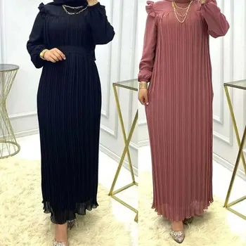 2023 Musulmonų Ramadano Kukli Suknelė Moterims, Elegantiškas Arabų Femme Dubajus Abaja Eid Islamo Žibintų Rankovėmis, Ilgas Chalatas, Turkija Drabužiai