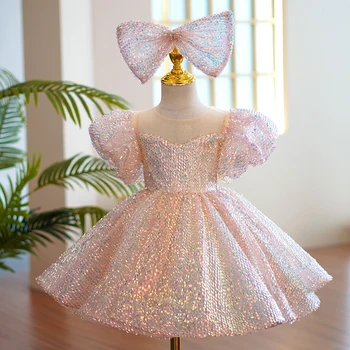 2023 Elegantiška Balta Rožinė Krikšto 1 Metų Gimtadienio Suknelė Baby Girl Kostiumas Merginos Princesė Suknelės, Šaliai Suknelė China Kamuolys Suknelė
