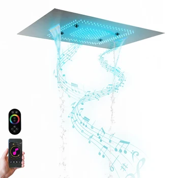 Vonios kambarys Krioklys Kritulių, Rūko, 60*80 cm LED Šviesos Muzika Dušo Galvutė Didelio Daugiafunkcinis Dušo Galvutė Sistema