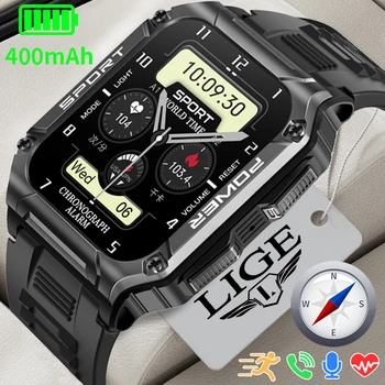 LIGE 2023 Kompasas Smart Watch Vyrų 1.95 Colių Full Touch Apyrankę Fitneso Sporto Laikrodžiai 