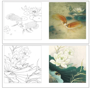 Aquarelle Tapybos Kopijavimo Linijos Projektas Kinijos Baimiao Gėlės, Gyvūnai, Prinokusių Xuan Popieriaus Kruopščiai Dažymas Dažymas Rankraštis