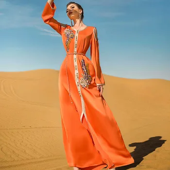 Moterų Naujų Musulmonų Rankų darbo Diamond Suknelė, Diržas Įžymybės Rinkti Dubajus Turkija Indija Abaja Arabų Islamo Moterų Marokas Kraftan