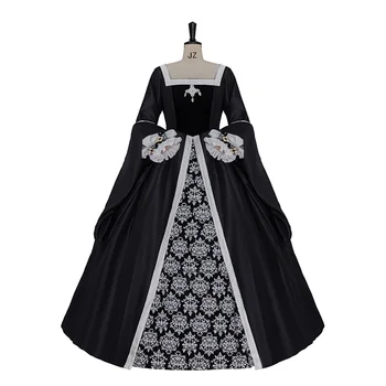 Renesanso Juoda Vintage Gotikos Princesė Karalienės Suknelės Istorinį Laikotarpį, Kamuolys Suknelė Teatro Drabužių