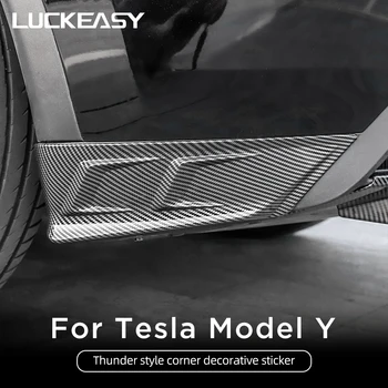 LUCKEASY ABS Automobilį Atgal Lūpų Kampo Pakeitimas Anti-scratch Raštas Pleistras Auto Išoriniai Priedai Tesla Model Y 2021-2023