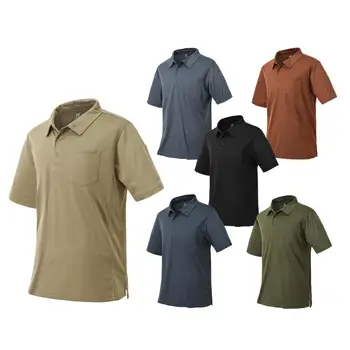 2023 Vyrų Vasaros Polo Dėvėti Golfo Marškinėliai trumpomis Rankovėmis Viršuje T-shirt Kvėpuojantis Taktinis Futbolo Atsitiktinis Verslo Marškinėliai Šoninės Kišenės