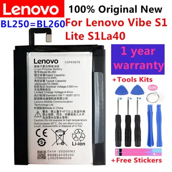 100% Originalus Lenovo VIBE S1 S1C50 S1A40 BL250/BL260 Baterija Li-ion įmontuota Mobiliojo Telefono Ličio Polimero+Įrankiai