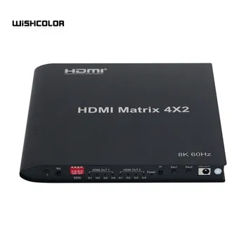 Wishcolor 8K 60Hz HDMI Matricos 4X2 HDR HDMI Matricos Jungiklis Palaiko HDCP 2.3 HDMI 2.1 EDID Valdymas