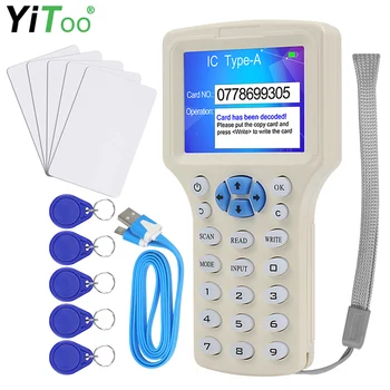 RFID Skaitytojui Rašytojas, popierinės kopijavimo aparatų matricos 10 Dažnio NFC Smart Card Programuotojas 125KHz 13.56 MHz Šifruojami Dekoderis Rašyti pagrindinės Kortelės, USB