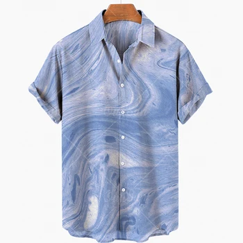 2022 Mados Vyrų Shirtssummer trumparankoviai Drabužiai Mygtuką Havajų Marškinėliai vyriški Prarasti Dažai, Tapyba Beach Top 5xl