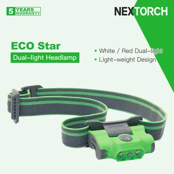 Nextorch ECO Star priekinis Žibintas/signalinė Lemputė, Balta/Raudona Dual-lengvas, lengvas Dizainas, atsparus Vandeniui, Anti-drop, One-touch SOS,4 Režimai