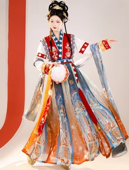 Tradicinis kinų Hanfu Moterų Suknelės Senovės Stiliaus Nacionalinės Cosplay Šokių Nustatyti Liemens Sijonas Pavasarį ir Rudenį, Tiktų