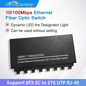Optinio pluošto Switch 8-Port SC 2-Port TX RJ45 10/100Mbps Optinio Pluošto Perjungti Vieną Mode Fiber Optic Įranga Gigabit Switch