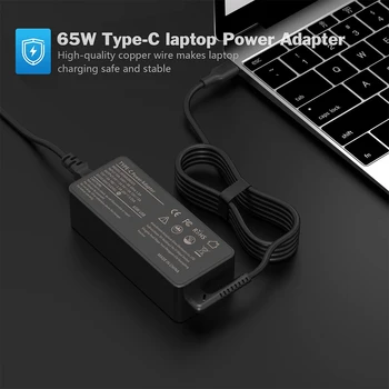 65W USB-C Įkroviklio Maitinimo Adapteris Pakeitimo laidą 