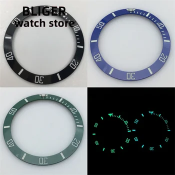 BLIGER 38mm super mėlynai žalios šviesos Aukštos Kokybės keramikos bezel įterpti tinka 40mm žiūrėti atveju žiūrėti priedai