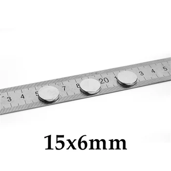100vnt Neodimio N35 Dia 15x6mm Stiprūs Magnetai Maža Disko NdFeB Retųjų Žemių Amatų Modeliai Šaldytuvas Klijuoti magnetas 15x6mm