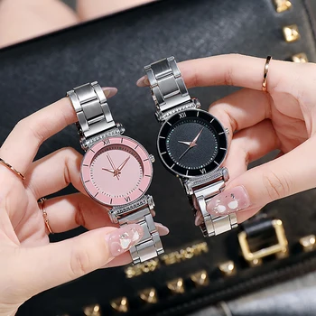 Top Stiliaus Ponios Riešo Žiūrėti Moterų Laikrodis Moterų Plieno Dirželis Laikrodžius Prabanga Moteriška Suknelė Kvarco Relojes Para Mujer
