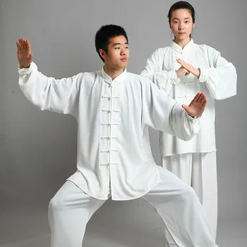 Chi Kung Fu Vienodas Tradicinės Kinų Apranga Ilgas Rankovėmis Wushu TaiChi Vyrų KungFu Vienodai Tiktų Uniformos Pratybų Drabužiai