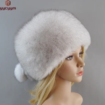 Žiemos Moterų Mados Tikro Kailio Kepurę Natūralus Lapės Kailiniai Skrybėlės, Galvos Apdangalai Rusijos Ponios Lauko Tirštėti Šilta Kailio Beanies Kepurės Bombonešis Skrybėlę