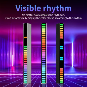 1pc RGB Muzikos Ritmas, Šviesos Kalėdinė Dekoracija Darbalaukio RGB Šviesos Juostos LED Ambient Light Tipo C Music RGB String Light Bar