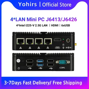 Yohirs Ventiliatoriaus Pfsense Mini PC J4125 J6413/J6426 4*Intel RJ45 Lan, HD-MI RS232, COM 6*USB Micro Soft VPN Maršrutizatorius