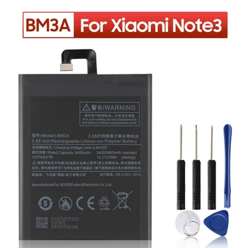 BM3A Bateriją Už Xiaomi Mi Note3 3 Pastaba Telefono Baterijų 3400mAh