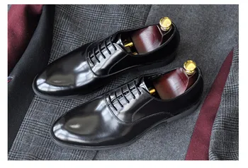 Visą Sezoną Vyrų verslo suknelę rankų darbo odiniai batai minkštos odos juoda minkšto dugno Britų vyrų oksfordo bateliai Nemokamas Pristatymas