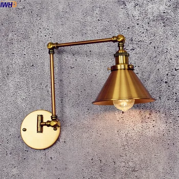 IWHD Aukso Retro LED Sienos Lempos Derliaus Wandlamp Sūpynės ilgos Rankos Sienos Žibintai vidaus Apšvietimas Pramonės Sienos Sconce Arandela