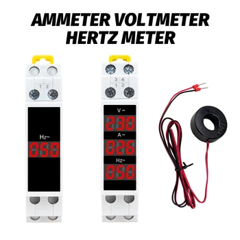 Din Bėgelio 18mm HZ Įtampa Srovės Matuoklis AC 80-500V 220V, 380V 100A Modulinės Ammeter Voltmeter LED Indikatorius Skaitmeninis Volt Testeris