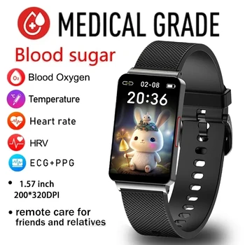 2023 Naujų Sveikatos Moterims Smart Žiūrėti Gliukozės kiekio Kraujyje, Kraujo Spaudimo Matavimo Termometru EKG laikrodžių Mados Vandeniui Smartwatch