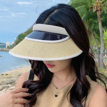 Mados Akiniai nuo saulės Sujungimas Saulės Kepurės Moterims 12cm Didelis Briauna UV Apsauga Šiaudų Bžūp Dizaineris UV Spalvos Ženklas Paplūdimio Skrybėlę