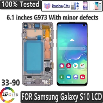 AAA+ Kokybės Lcd S10 LCD Ekranas su Rėmu Samsung Galaxy S10 G973F/DS G973 G973U SM-G973 LCD Jutiklinis Ekranas Išbandyti